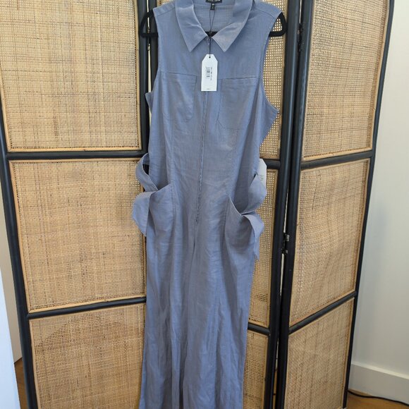 Universal Standard Boardwalk Linen Jumpsuit, "Pressed Pansy" blue, 2XS, NWT - Picture 6 of 6